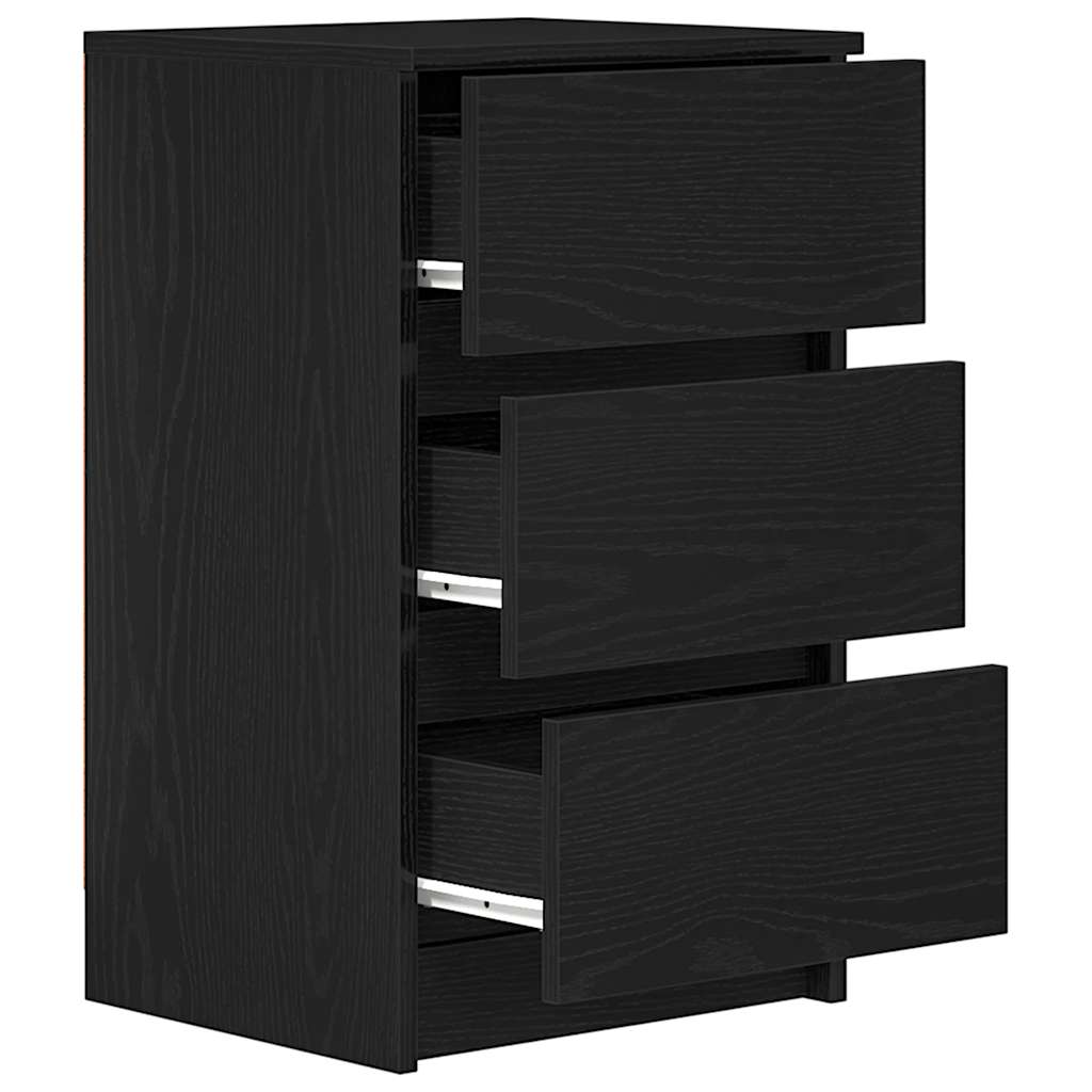 Bedside Cabinet with 3 Drawers Black 39x35x65 cm